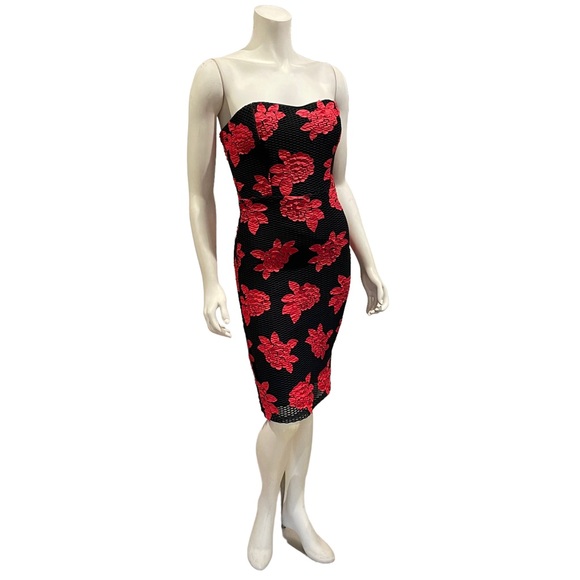 Mystic Floral Rose Appliqué Mesh Bodycon Dress - Picture 9 of 14
